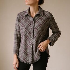 CAbi 3946 Highland Purple Plaid Shirt Size Medium